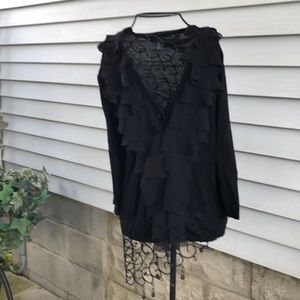 Long sleeve black ruffled top